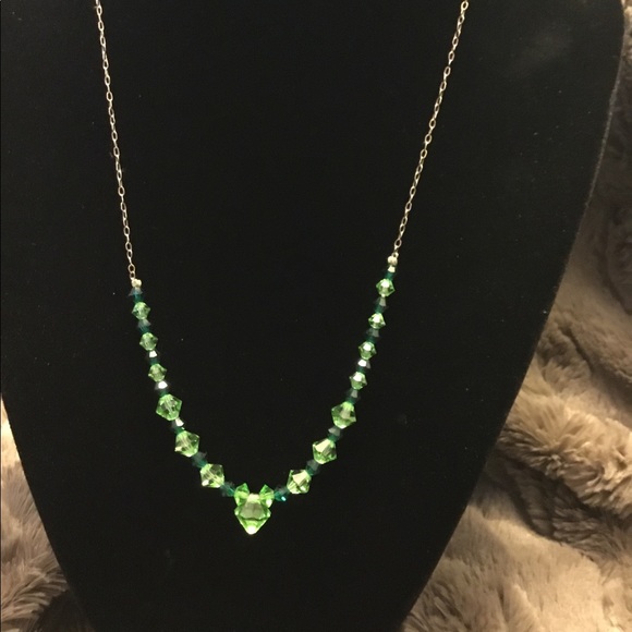 Sterling Silver Jewelry - 🚨Final Sale🚨!! Sterling Silver Green Crystal Necklace Stamped